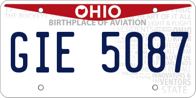 OH license plate GIE5087