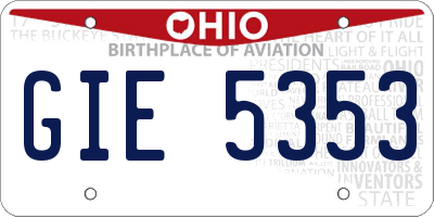 OH license plate GIE5353