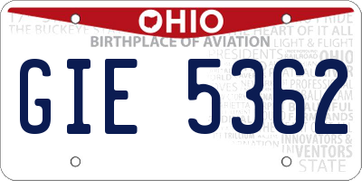 OH license plate GIE5362