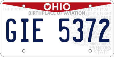 OH license plate GIE5372