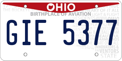OH license plate GIE5377