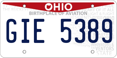 OH license plate GIE5389