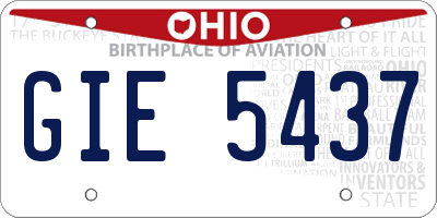 OH license plate GIE5437