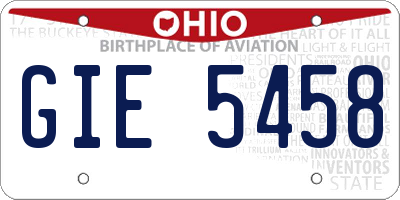 OH license plate GIE5458