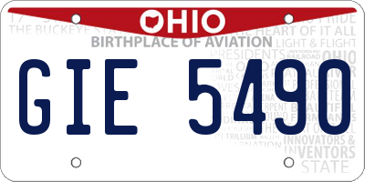OH license plate GIE5490