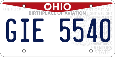 OH license plate GIE5540