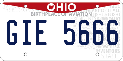 OH license plate GIE5666
