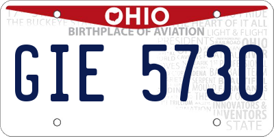 OH license plate GIE5730