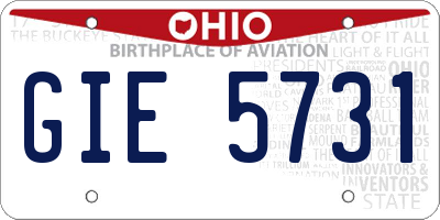 OH license plate GIE5731