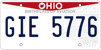 OH license plate GIE5776