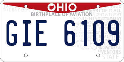 OH license plate GIE6109