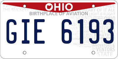 OH license plate GIE6193