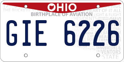 OH license plate GIE6226