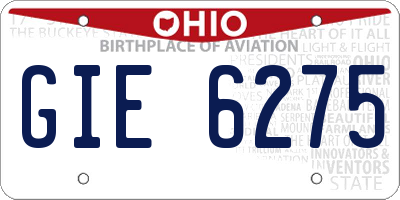 OH license plate GIE6275