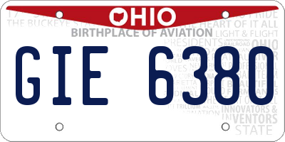 OH license plate GIE6380