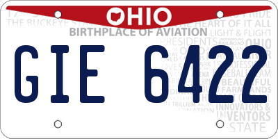 OH license plate GIE6422