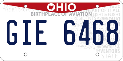 OH license plate GIE6468