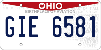 OH license plate GIE6581