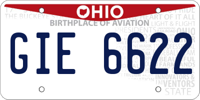OH license plate GIE6622