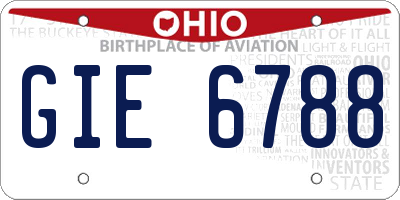 OH license plate GIE6788