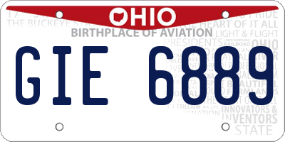 OH license plate GIE6889