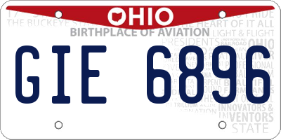 OH license plate GIE6896