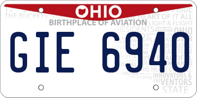 OH license plate GIE6940