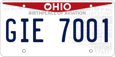 OH license plate GIE7001