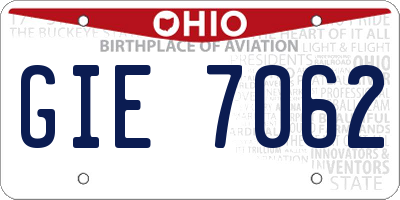 OH license plate GIE7062