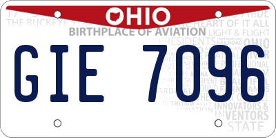 OH license plate GIE7096