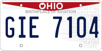 OH license plate GIE7104