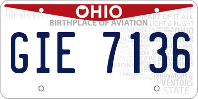 OH license plate GIE7136