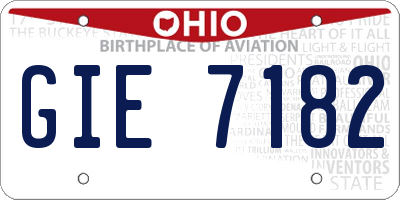 OH license plate GIE7182