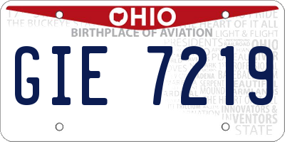 OH license plate GIE7219