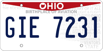 OH license plate GIE7231