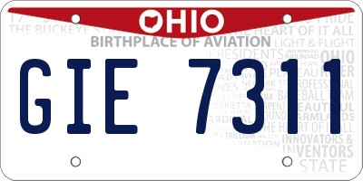 OH license plate GIE7311
