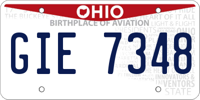 OH license plate GIE7348
