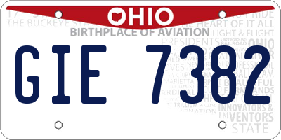 OH license plate GIE7382