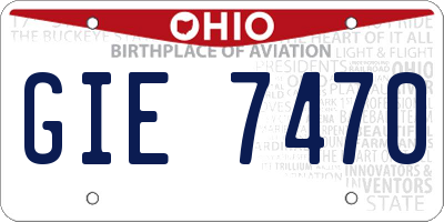 OH license plate GIE7470