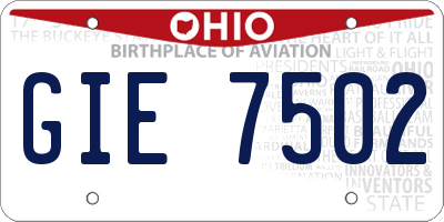 OH license plate GIE7502