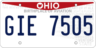OH license plate GIE7505