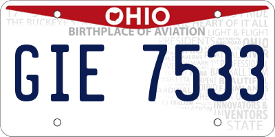 OH license plate GIE7533