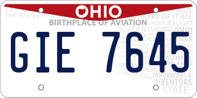 OH license plate GIE7645