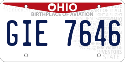 OH license plate GIE7646