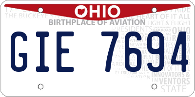 OH license plate GIE7694