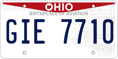 OH license plate GIE7710