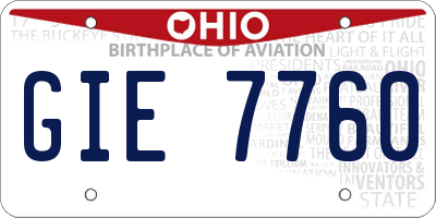 OH license plate GIE7760