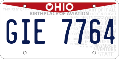 OH license plate GIE7764