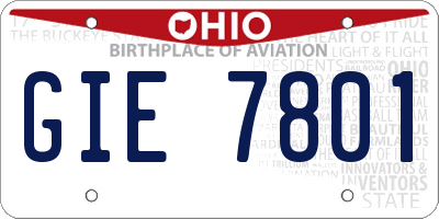 OH license plate GIE7801