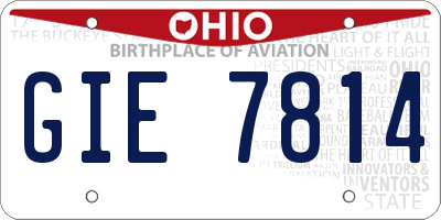 OH license plate GIE7814